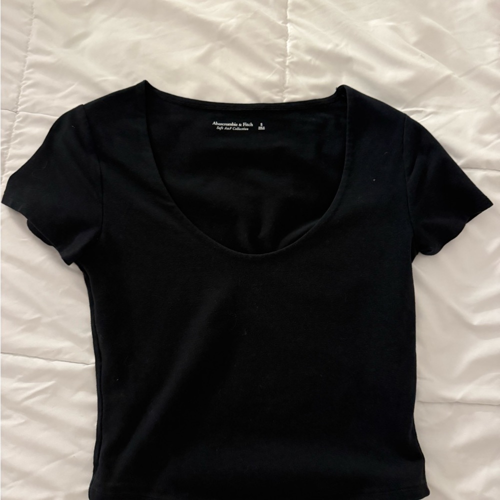 Abercrombie & Fitch Black Scoop Neck Short Sleeve Top